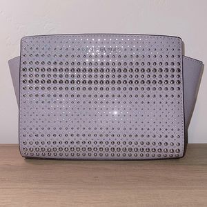 Michael Kors selma studded medium/small shoulder bag color light soft purple